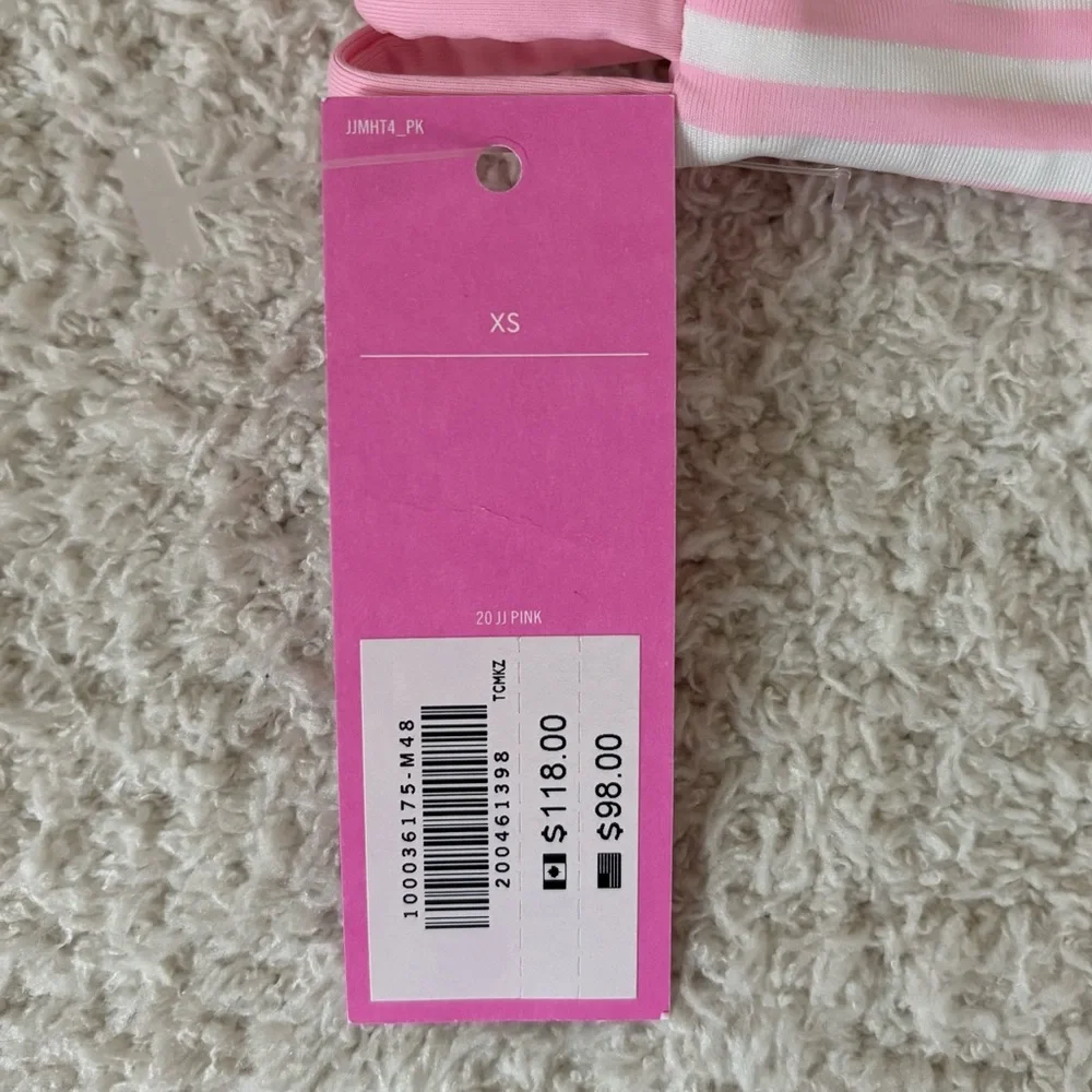 Janie and Jack Swim Top Girls XS Pink White‎ Striped Reversable Bikini Top Beach